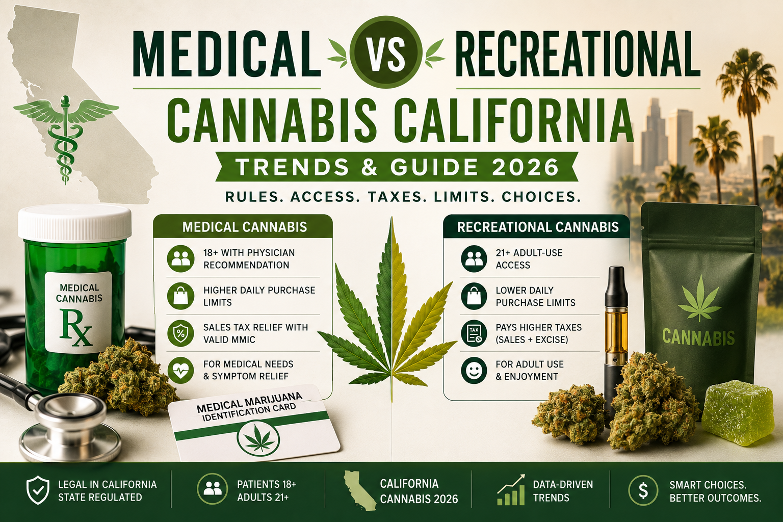 Medical vs Recreational Cannabis California Guide 2026 Costs
